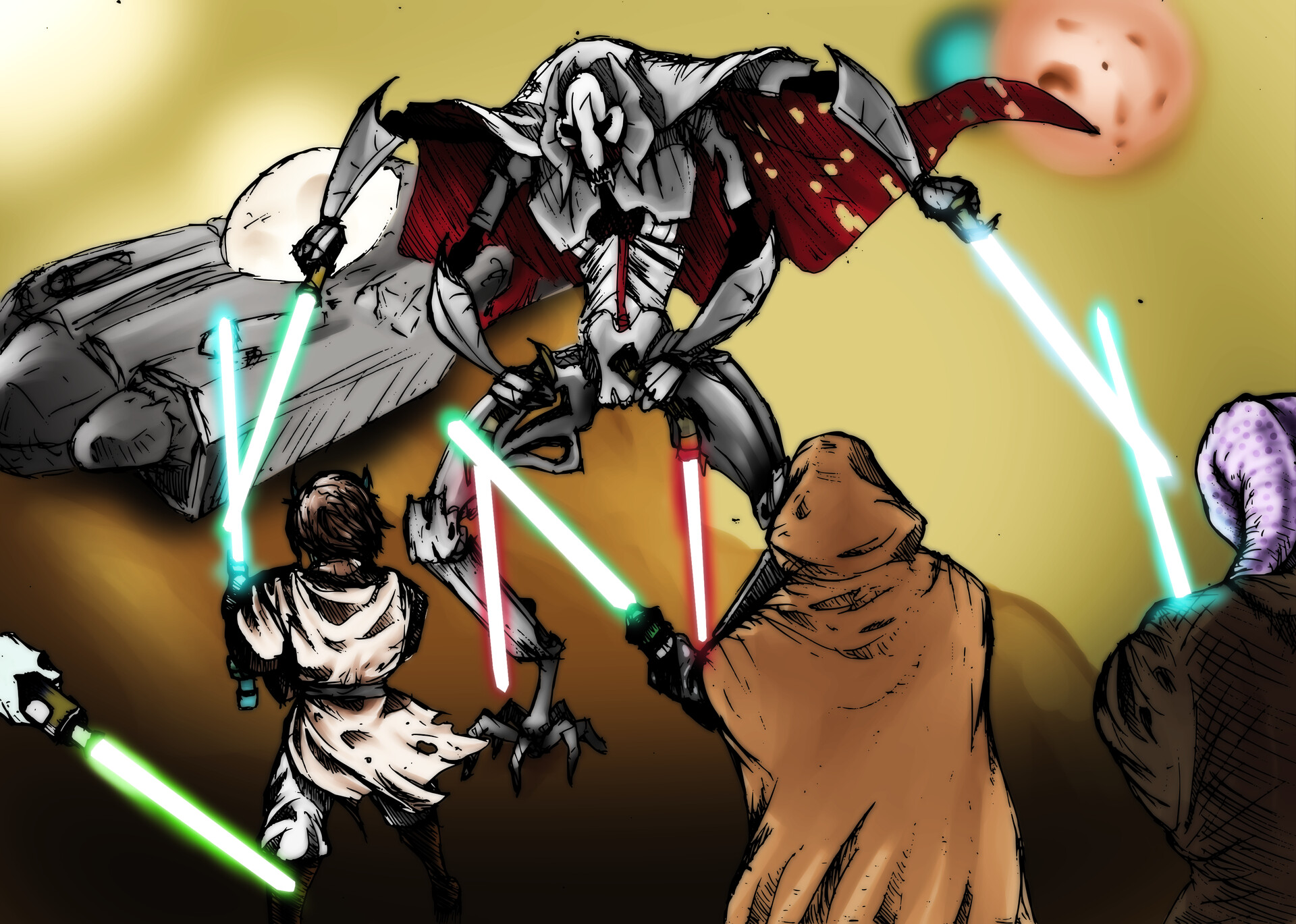 ArtStation - General Grievous vs Jedis Star Wars fan art